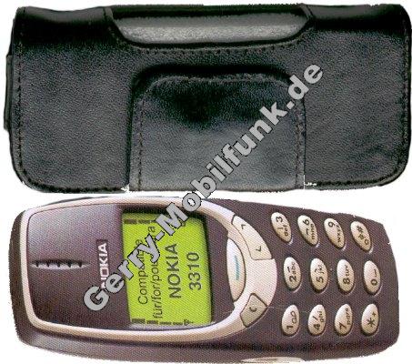 Ledertasche schwarz quer fr Nokia 3310 Quertasche