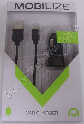 Dual USB KFZ-Ladekabel fr HTC U Play, Autoladekabel von Mobilize, Auto-Netzteil fr Zigarettenanznder mit intelligenter Ladeelektronik, Lieferung mit 1 Meter langem USB Typ-C Kabel das auch als Datenkabel verwendet werden kann. 2,4A gesamt Leistung der USB-Anschlsse