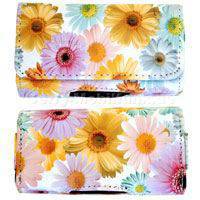 Ledertasche quer Nokia 6103 Sonnenblume Größe 1 ( b=80mm, h=45mm, t=18mm) Ladyline mit Magnetverschluß ohne Gürtelclip