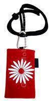 Umh�ngetasche Blume rot aus Stoff Gr��e M mit Klettverschlu� und Karabiner an der gr��enverstellbaren Umh�ngeschlaufe(b=70mm, h=120mm)