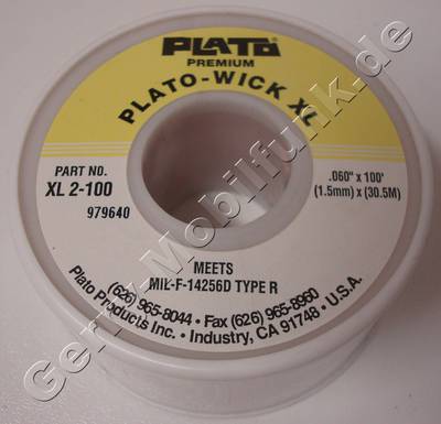Profi-Pack Ltsauglitze Plato-WICK XL XL 2-100, Breite:1,5mm  Lnge: 30m  ( Entspricht der Flussmittel-Spezifikation MIL-F-14256D, Typ R ) Schnelles, einfaches Entltverfahren durch sehr feines Kupfergeflecht