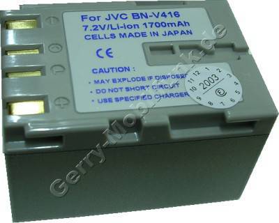Akku JVC DVL167 Daten: 1700mAh 7,2V LiIon 39,4mm silber-champagner (Zubehrakku vom Markenhersteller)