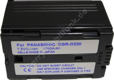 Akku PANASONIC NV-DS29 Daten: 2200mAh 7,2V LiIon 37mm dunkelgrau (Zubehrakku vom Markenhersteller)