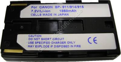 Akku CANON ES60 BP-915 Daten: Li-Ion 7,2V  1850 mAh, schwarz 20,5mm (Zubehrakku vom Markenhersteller)