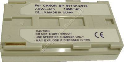 Akku CANON G10HI BP-915 Daten: Li-Ion 7,2V  1850 mAh, silber 20,5mm (Zubehrakku vom Markenhersteller)